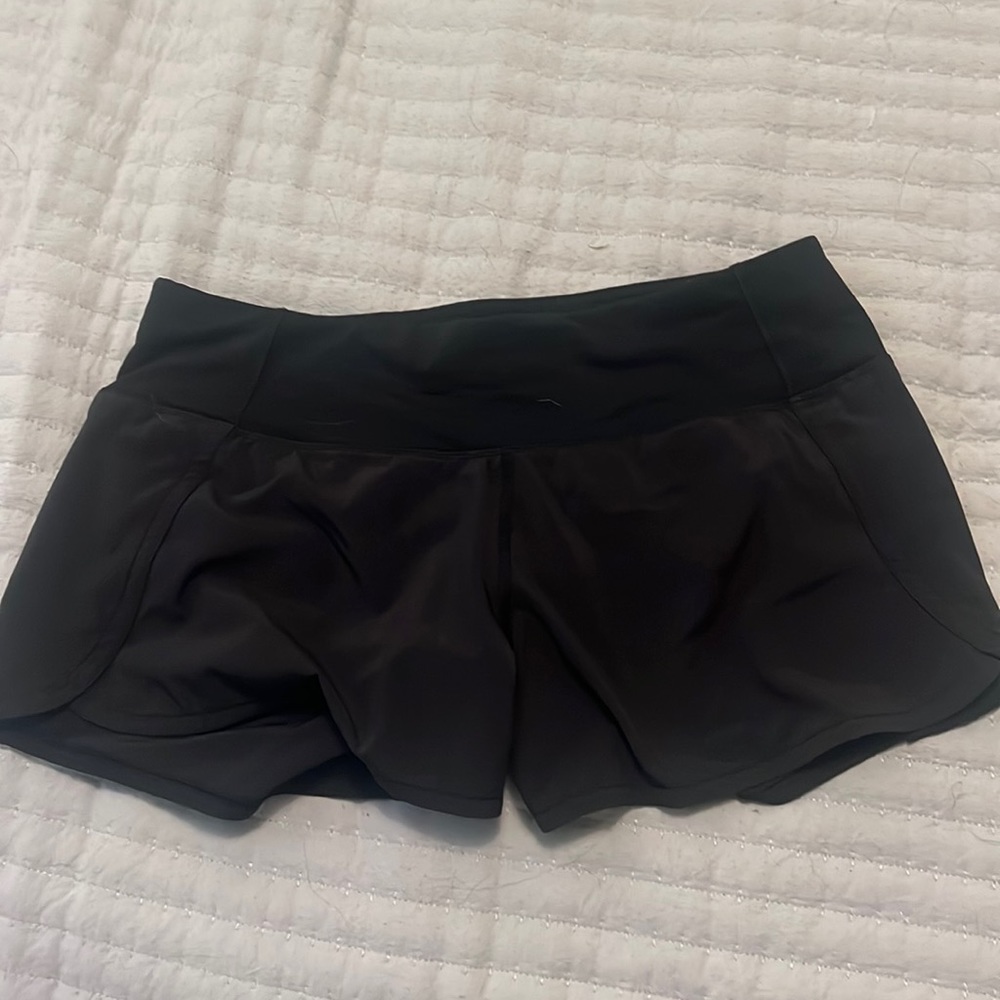 Lululemon women’s black running shorts. Size 6